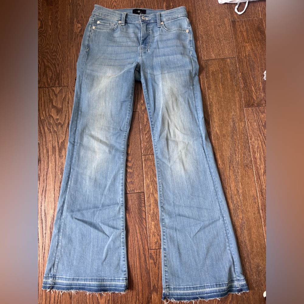 7 For All Mankind Light Blue Wide Leg Jeans